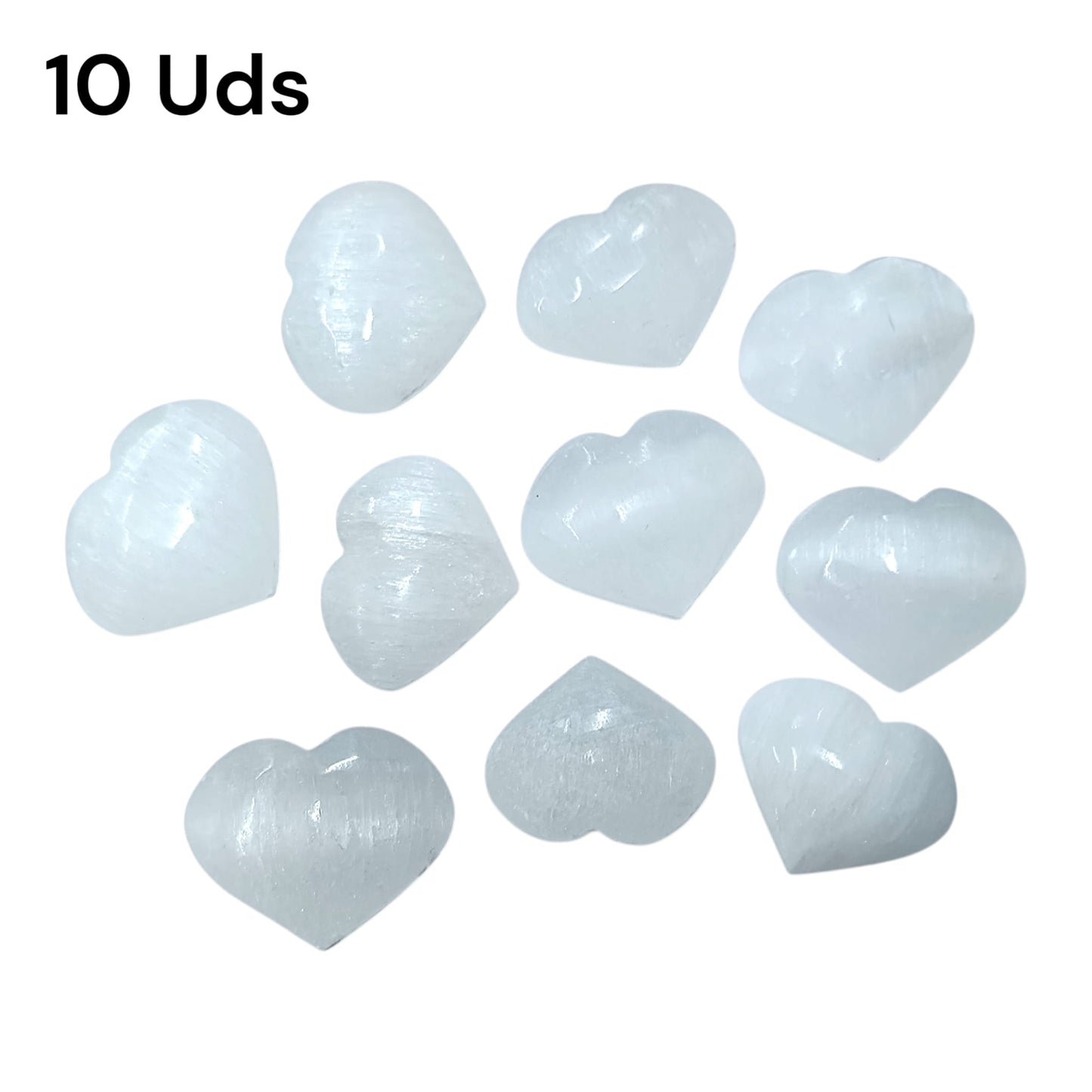 Paquete 10 Corazones Selenita 3 a 4 Cms Aprox