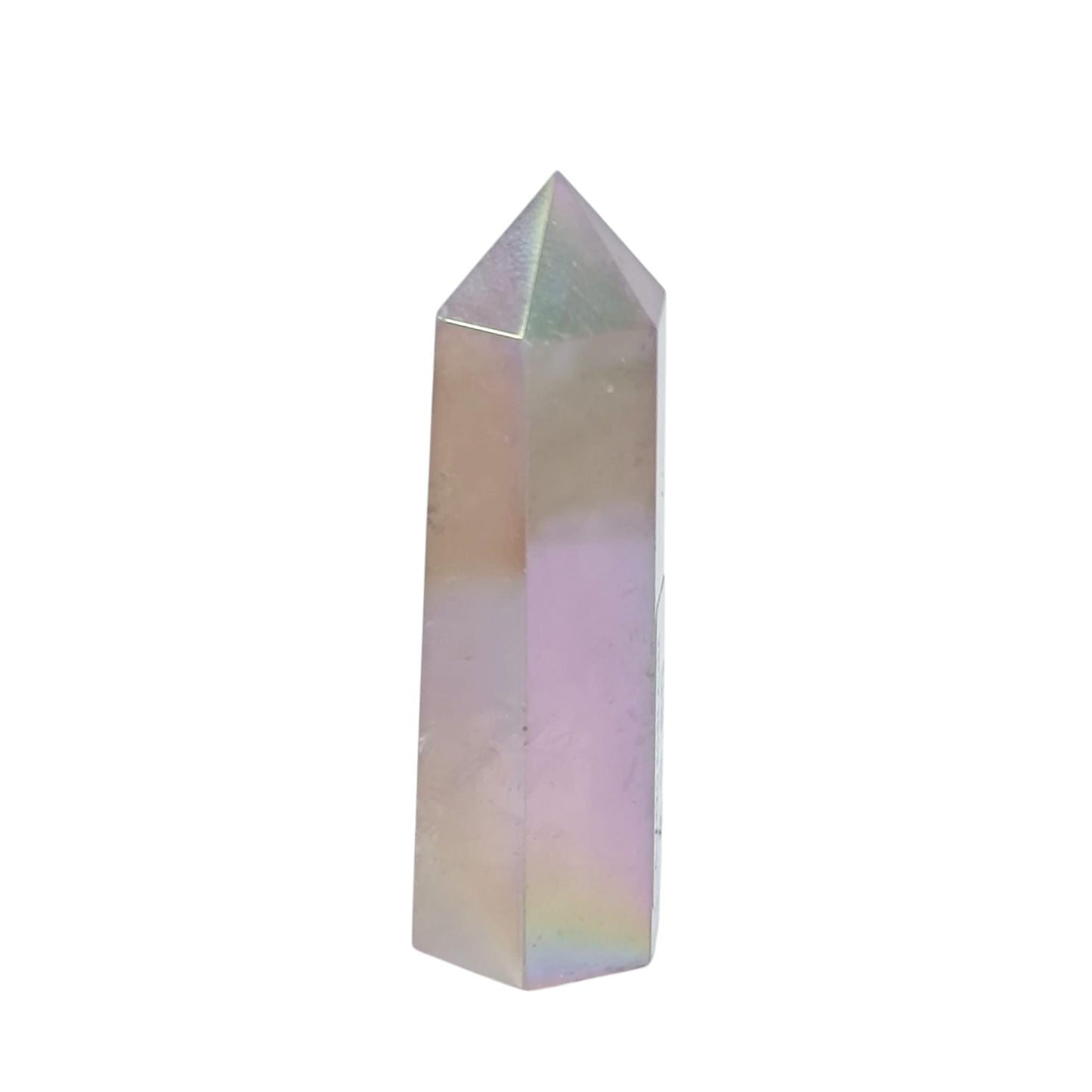 1114 Obelisco De 6 cm Aprox Piedra Cuarzo Aura 0.45 gramos Aprox