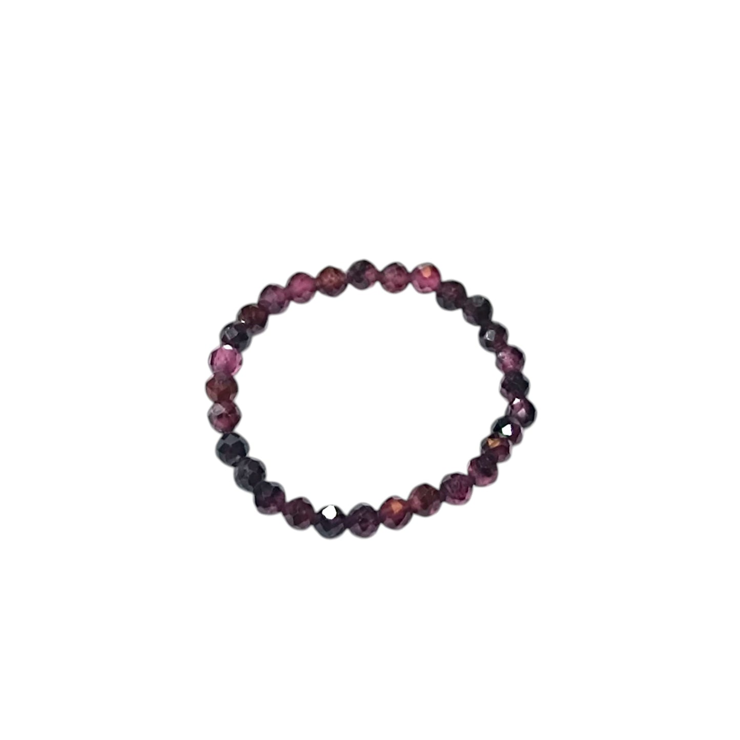 Paquete 3 Anillos Elastico Piedra Natural Granate 2 mm Facetado