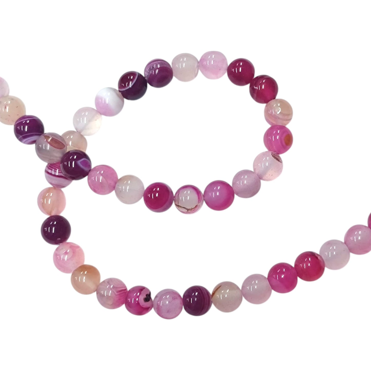 Tira Cuentas Piedra Agata Rosa En 8 mm REF: 44155-10