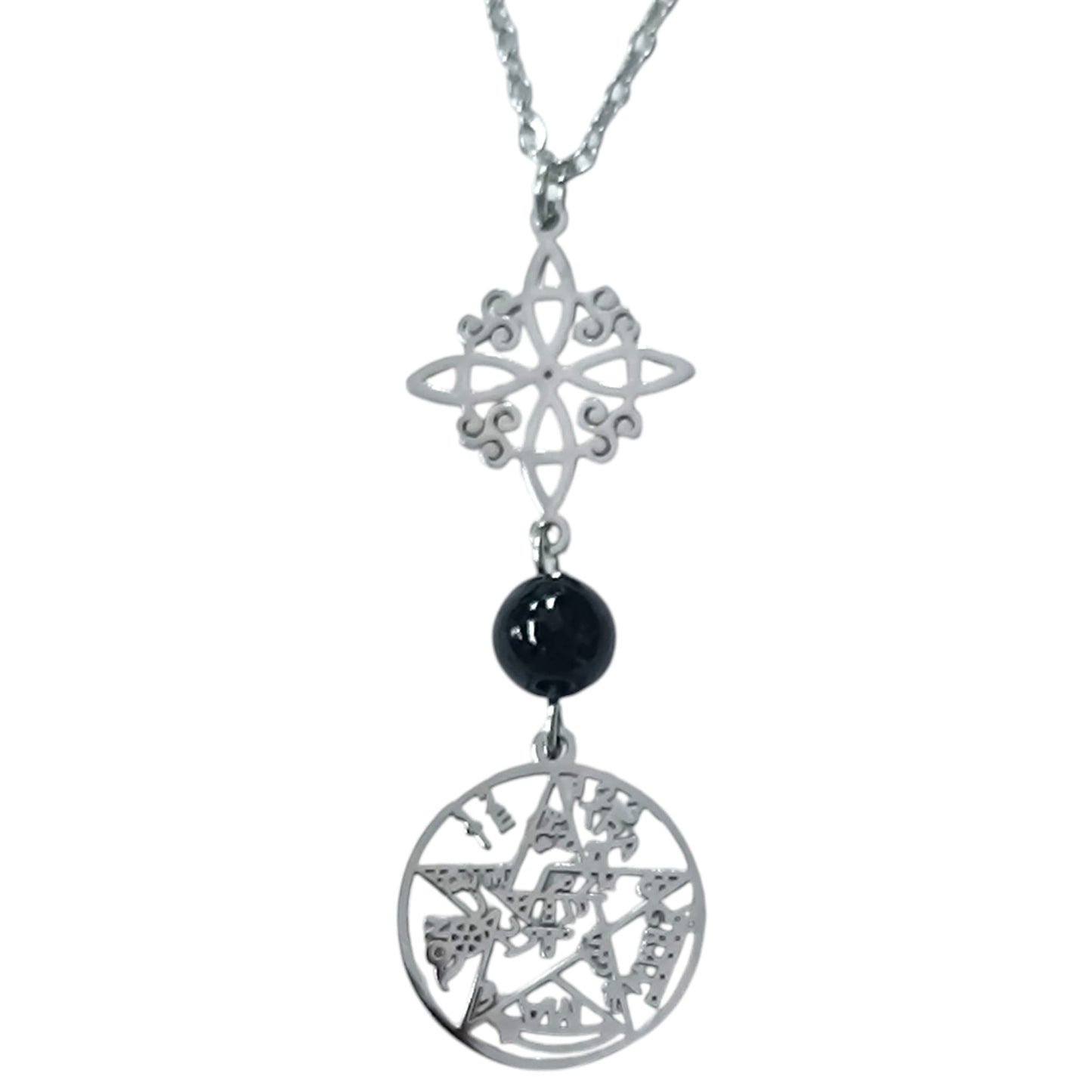 Collar Acero Doble Proteccion Y Piedra Natural Onix Cadena 40+5 Cms 400503247-15
