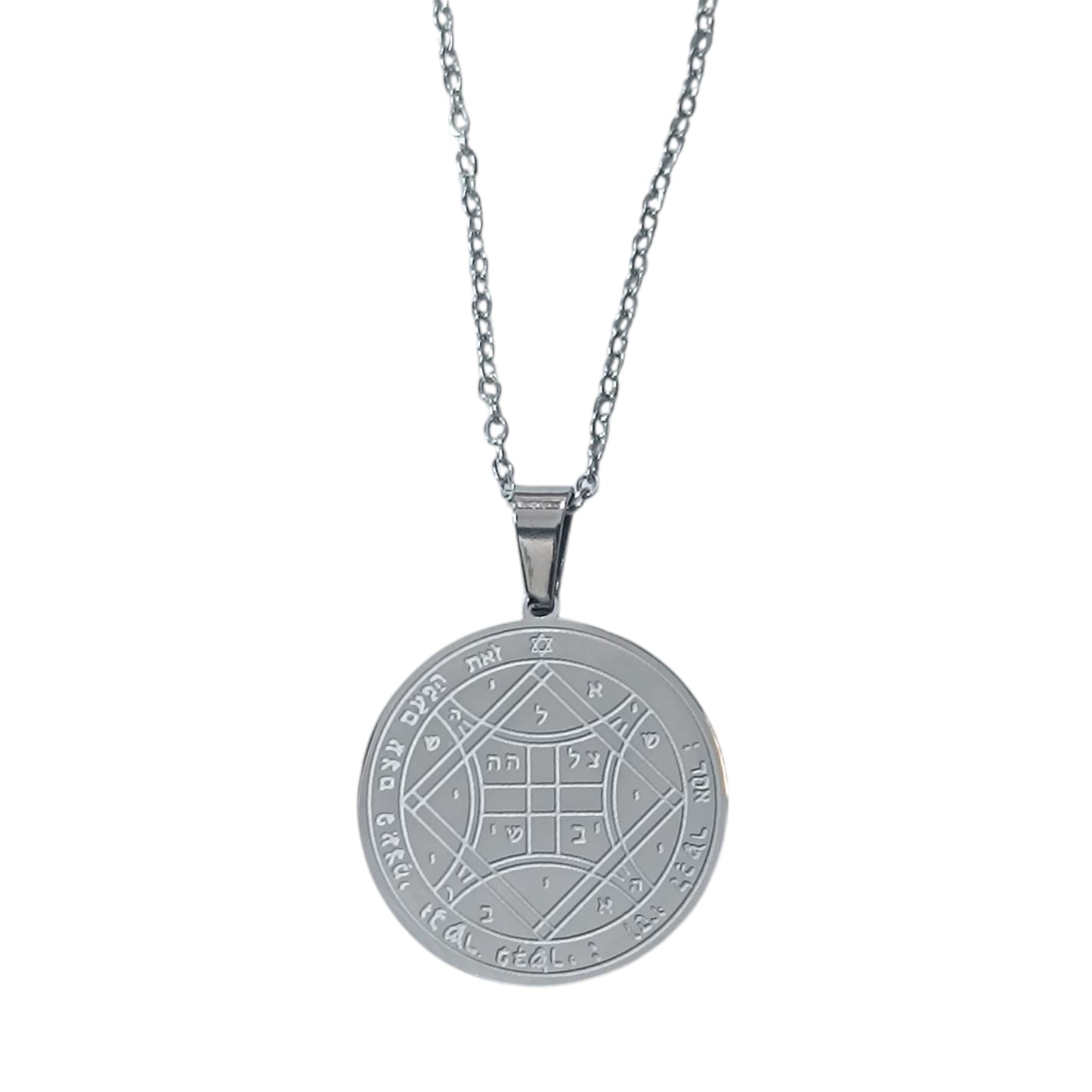 Collar Acero Sello Salomon 25 mm Cadena 42+5 Cms (BIENESTAR)