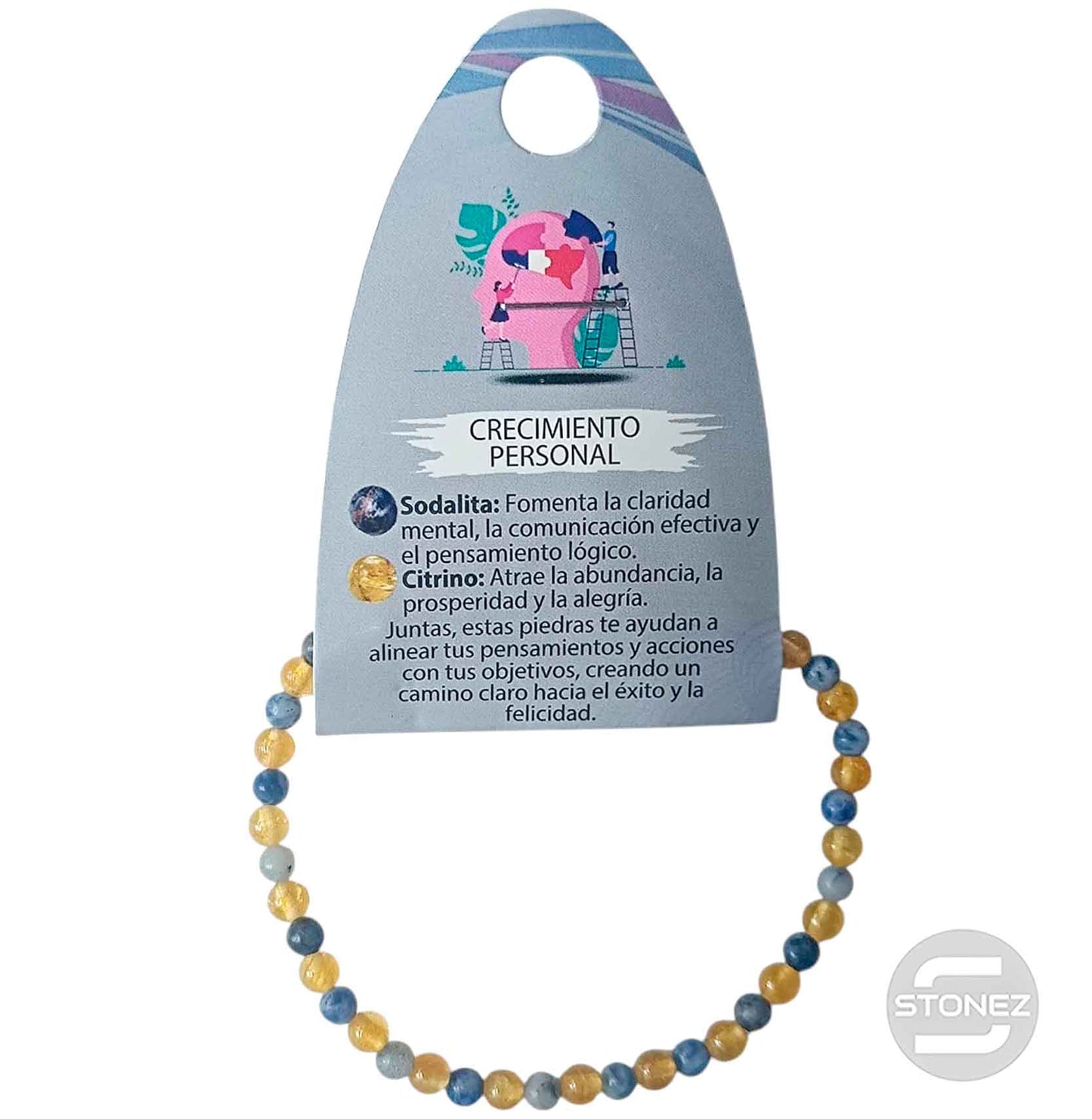70127 Pulsera Crecimiento Personal Combinando Citrino Y Sodalita 4 mm