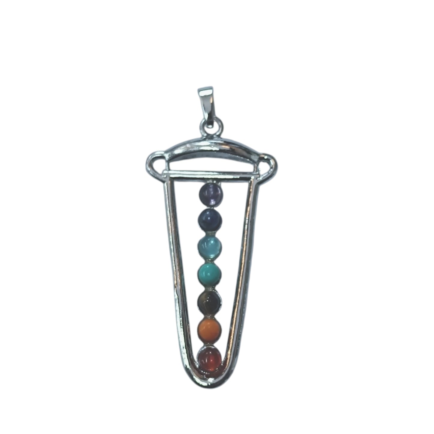 Colgante En Metal Con Piedra Natural 7 Chakras 6 Cms Aprox 23004-02