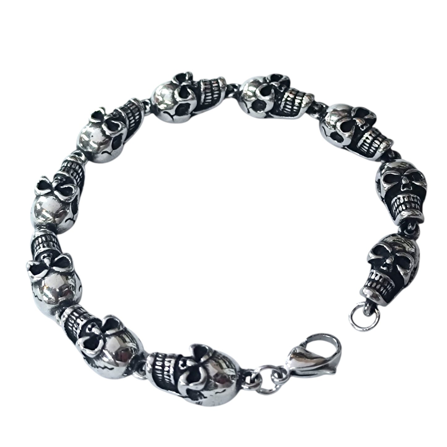 Pulsera Acero Calaveras 22 Cms Cierre Mosqueton 400104241-05