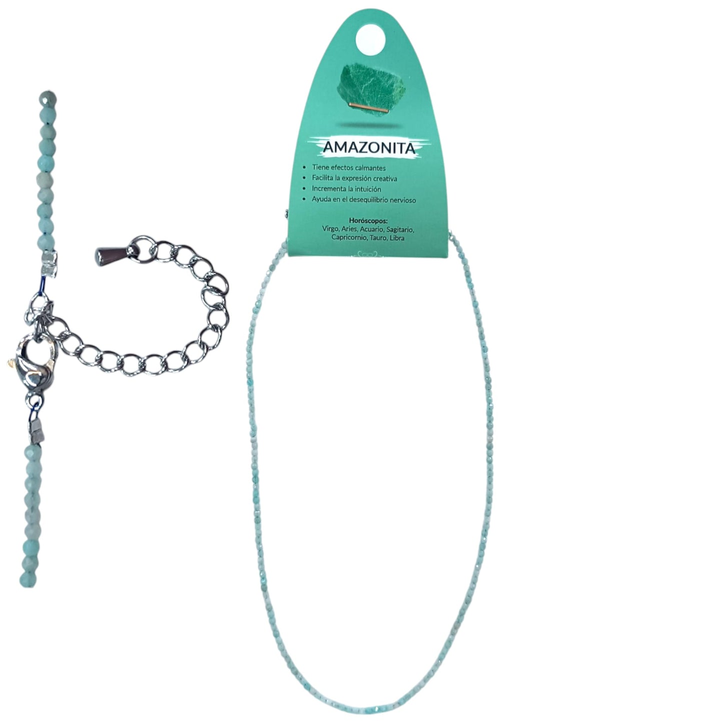 Collar Amazonita 2 mm Facetada 40+5 Cms Cierre Acero Ref: 600603665