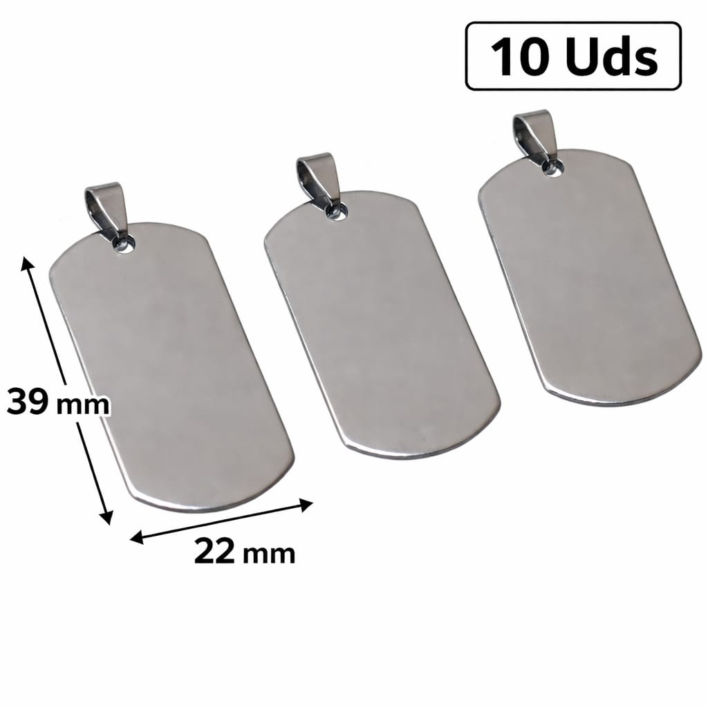 Paquete 10 Pcs Colgante Acero Para Grabar 22X39 mm Ref 60942-02