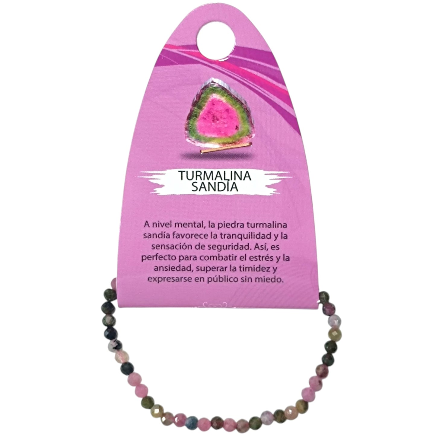 Pulsera Facetada Infantil Turmalina Sandia 3 mm 15,5 Cms Aprox 600604299