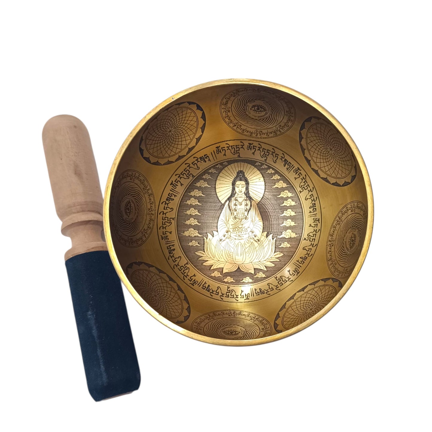 Cuenco Tibetano 5 Metales 13 Cms Aprox Color Dorado Grabado Quan Yin REF: 600304349