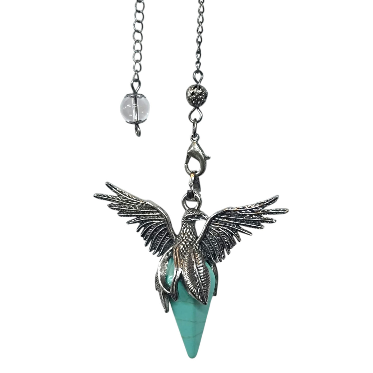 Pendulo Ave Fenix Con Piedra Natural Turquesina 5 Cms Aprox REF: 600104527