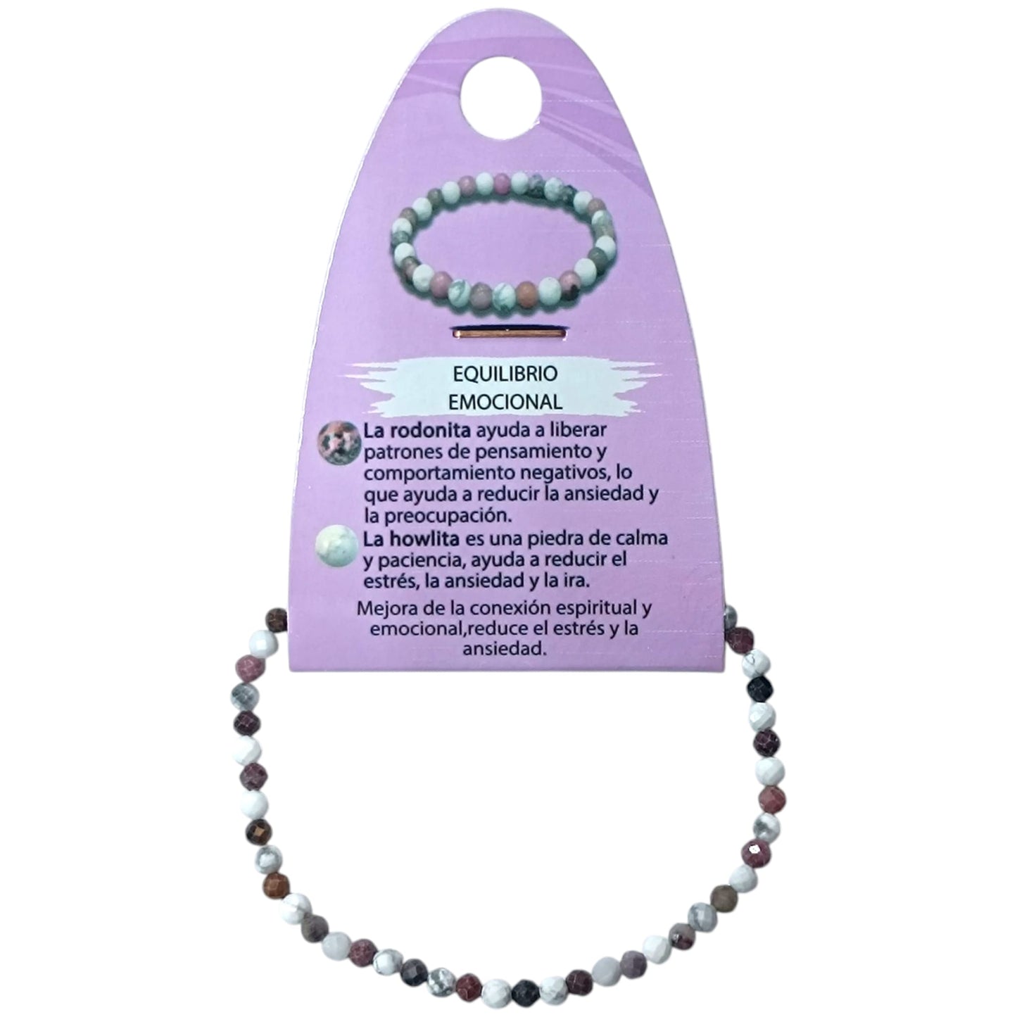 Pulsera Combinada Pulsera Equilibrio Emocional Rodonita Howlite 3 mm Facetada REF: 70206