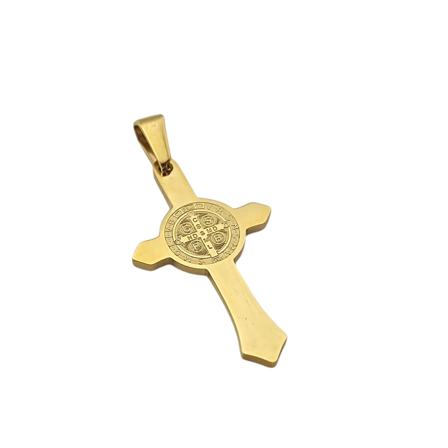 600103449-08 Colgante Acero Dorado Cruz San Benito 30 mm