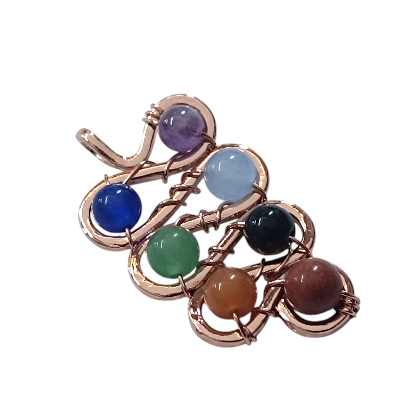 Colgante En Metal Color Cobre Con Piedra Natural 7 Chakras 5 Cms Aprox 111101002-02