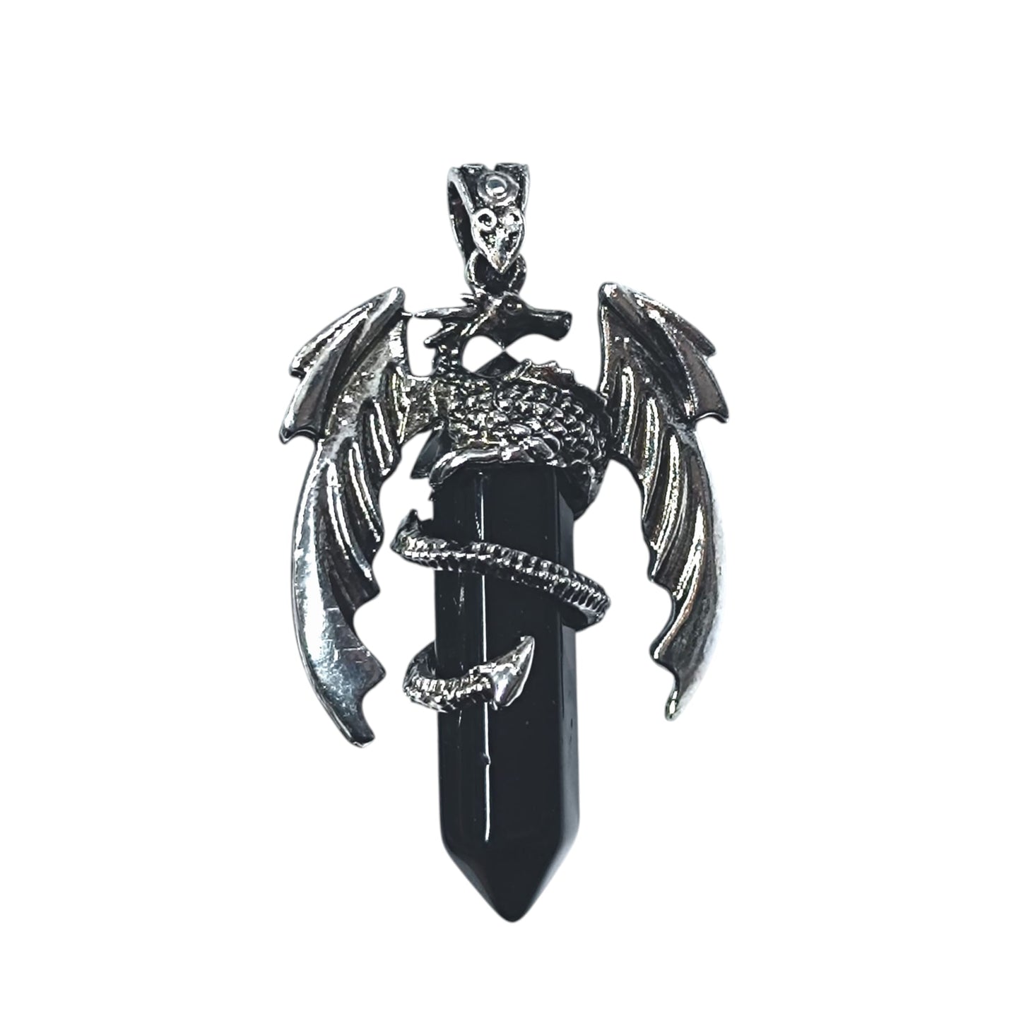 Colgante Dragón En Metal Con Piedra Natural Onix 6 Cms Aprox 600102234-04