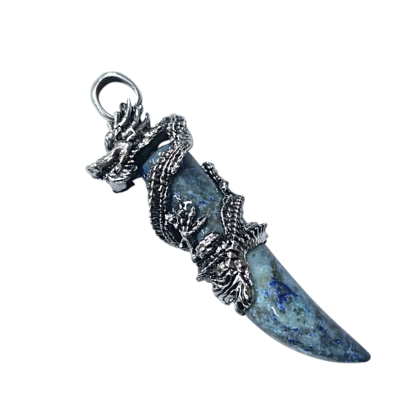Colgante Colmillo Dragón En Metal Con Piedra Natural Lapizlazúli 7 Cms Aprox 600102236-13