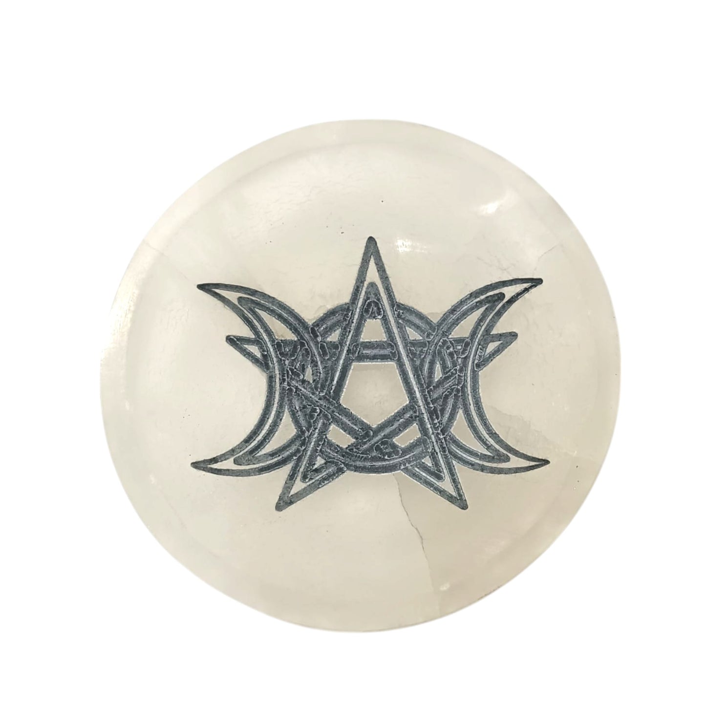 400901654 Cuenco Selenita Grabado Triple Luna 10 Cms Aprox