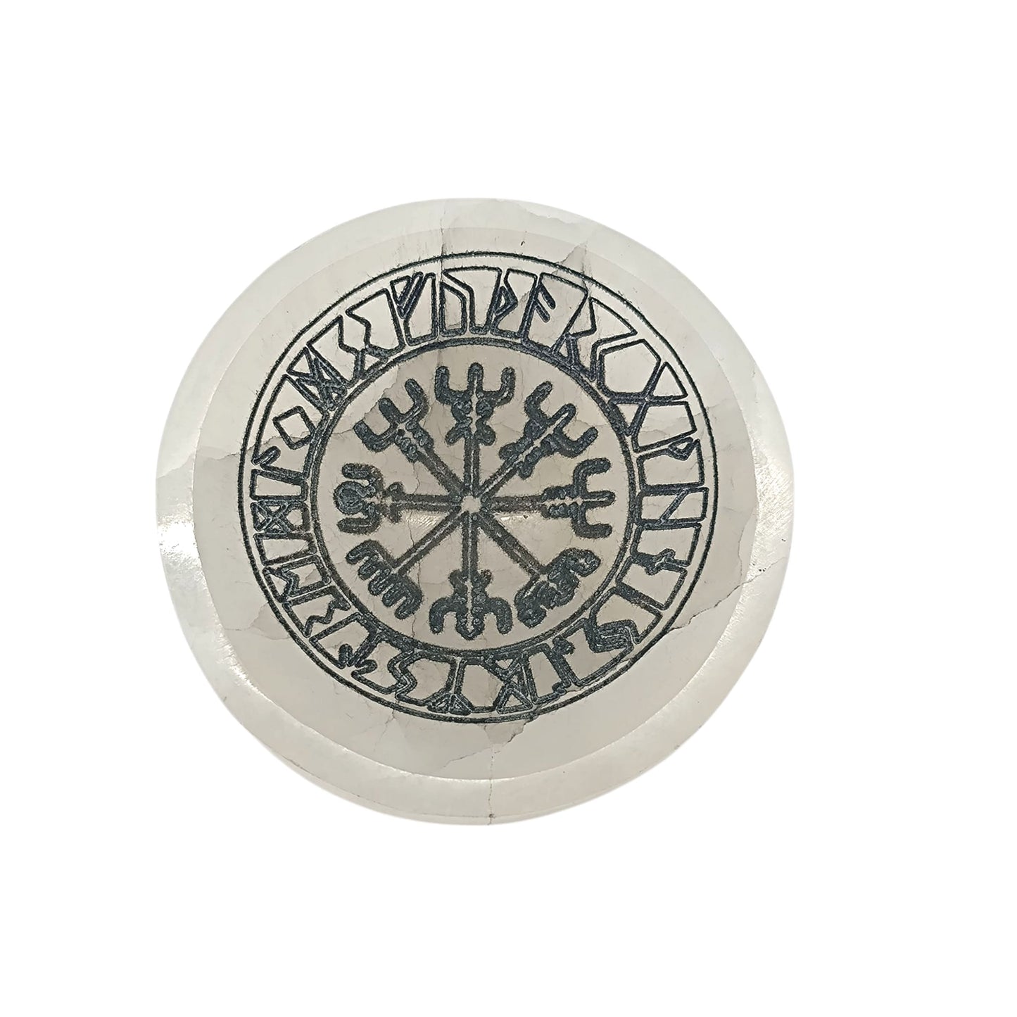 400901654 Cuenco Selenita Grabado Vegvisir 10 Cms Aprox