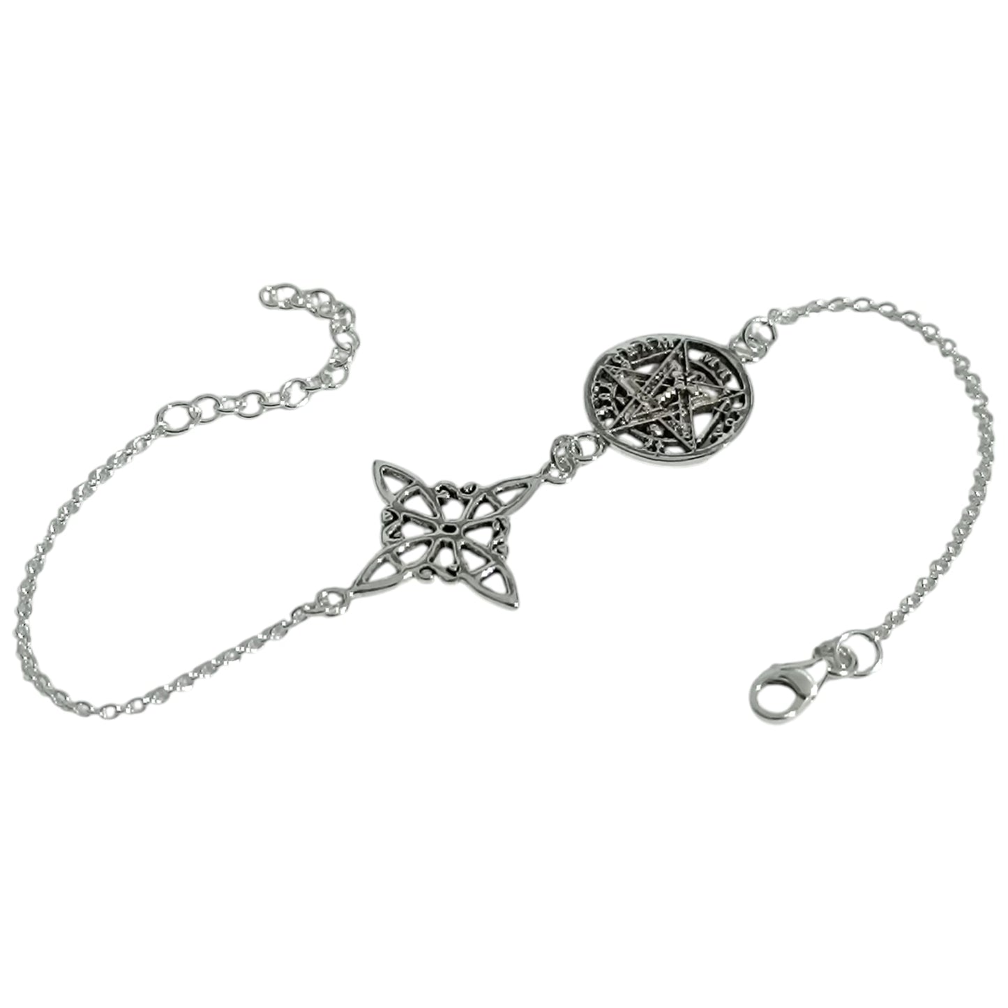 500303923 Pulsera Plata 925 Nudo De Bruja Tetragramaton 18 Cms Aprox