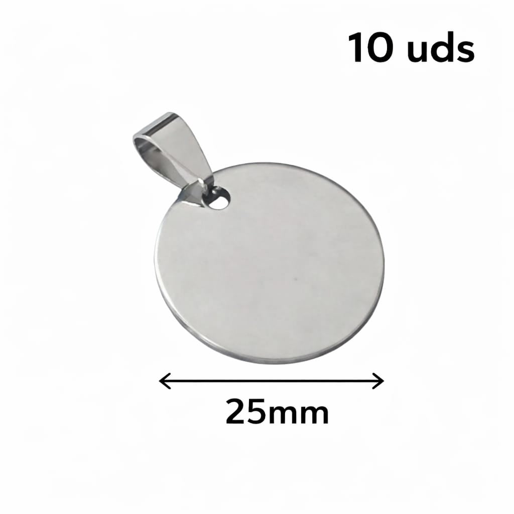 Paquete 10 Pcs Colgante Acero Para Grabar 25 mm Ref 60942-06