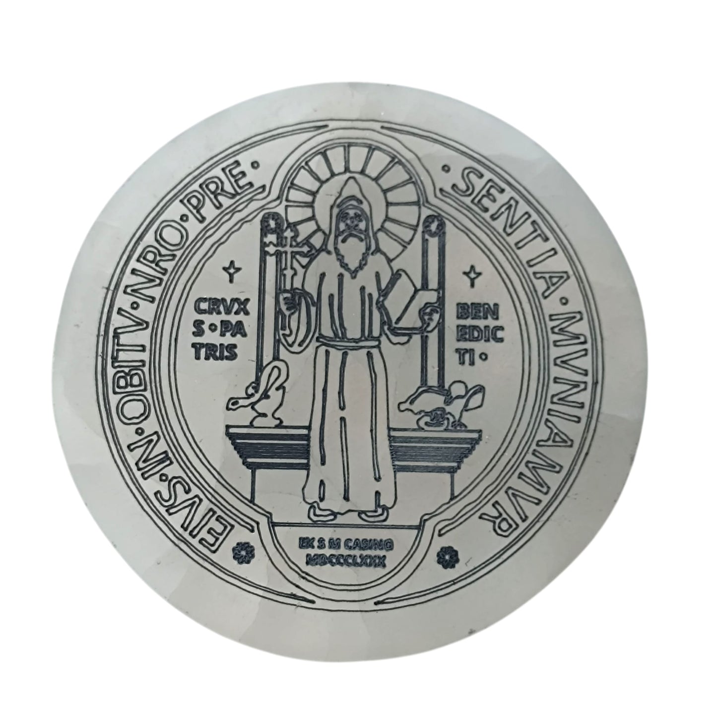 Plato Selenita Grabado San Benito 10 Cms Aprox 400901653