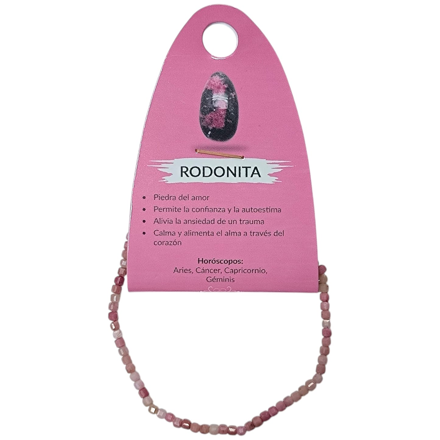 Pulsera Facetada Rodonita Cubo 2X2 mm Ref:600604040