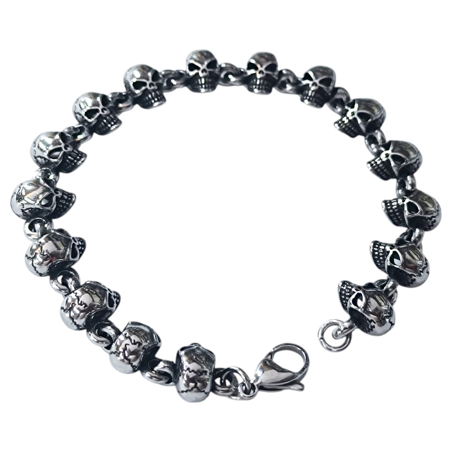 Pulsera Acero Calaveras 22 Cms Cierre Mosqueton 400104241-04