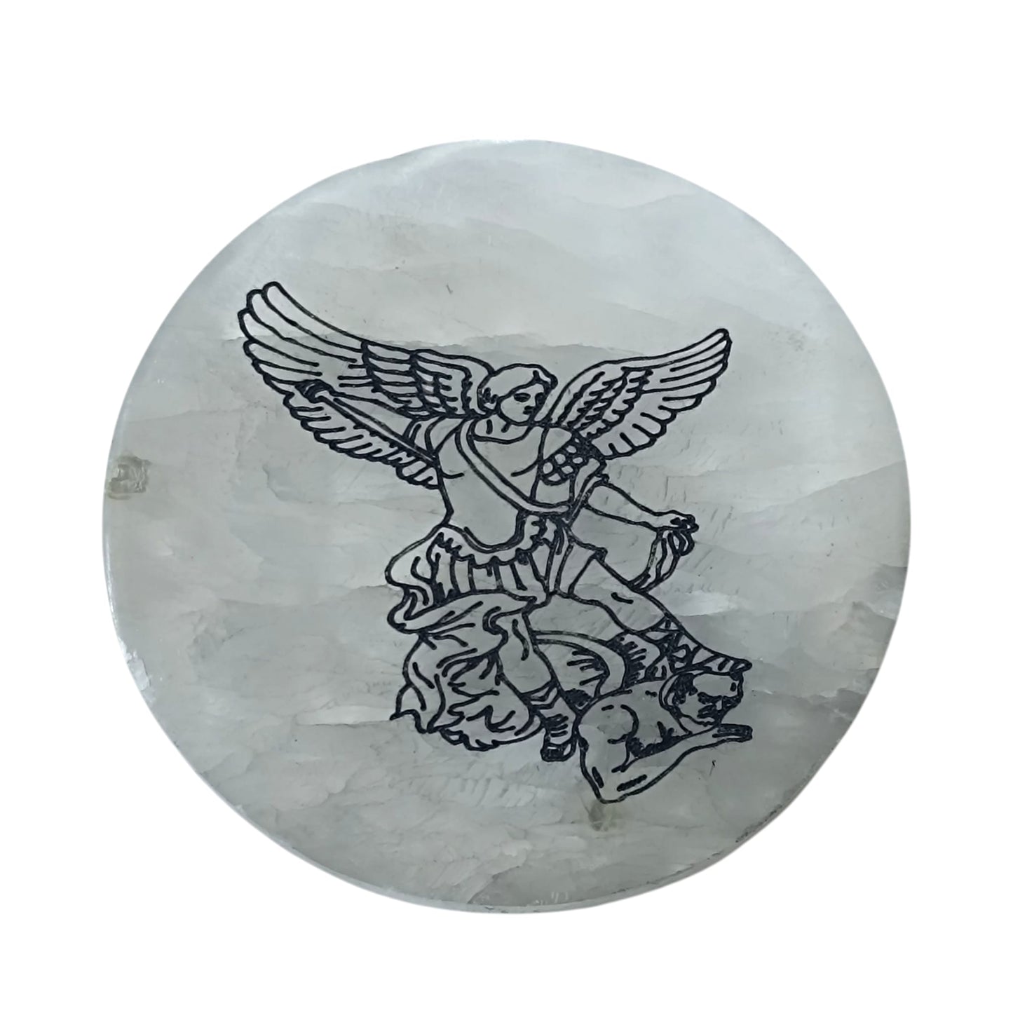 Plato Selenita Grabado San Miguel 10 Cms Aprox 400901653-N