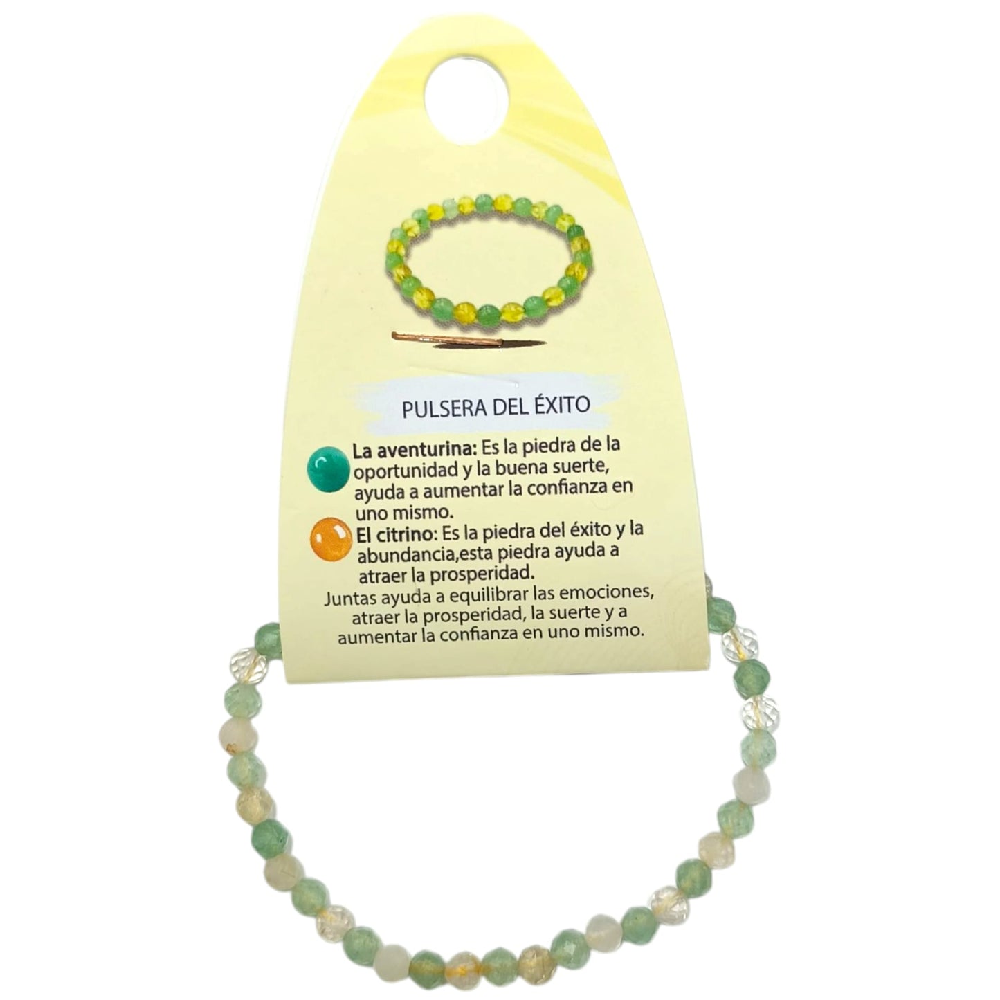 Pulsera Combinada Pulsera Del Exito Piedra Natural Facetada Aventurina Citrino 4 mm Ref: 70261