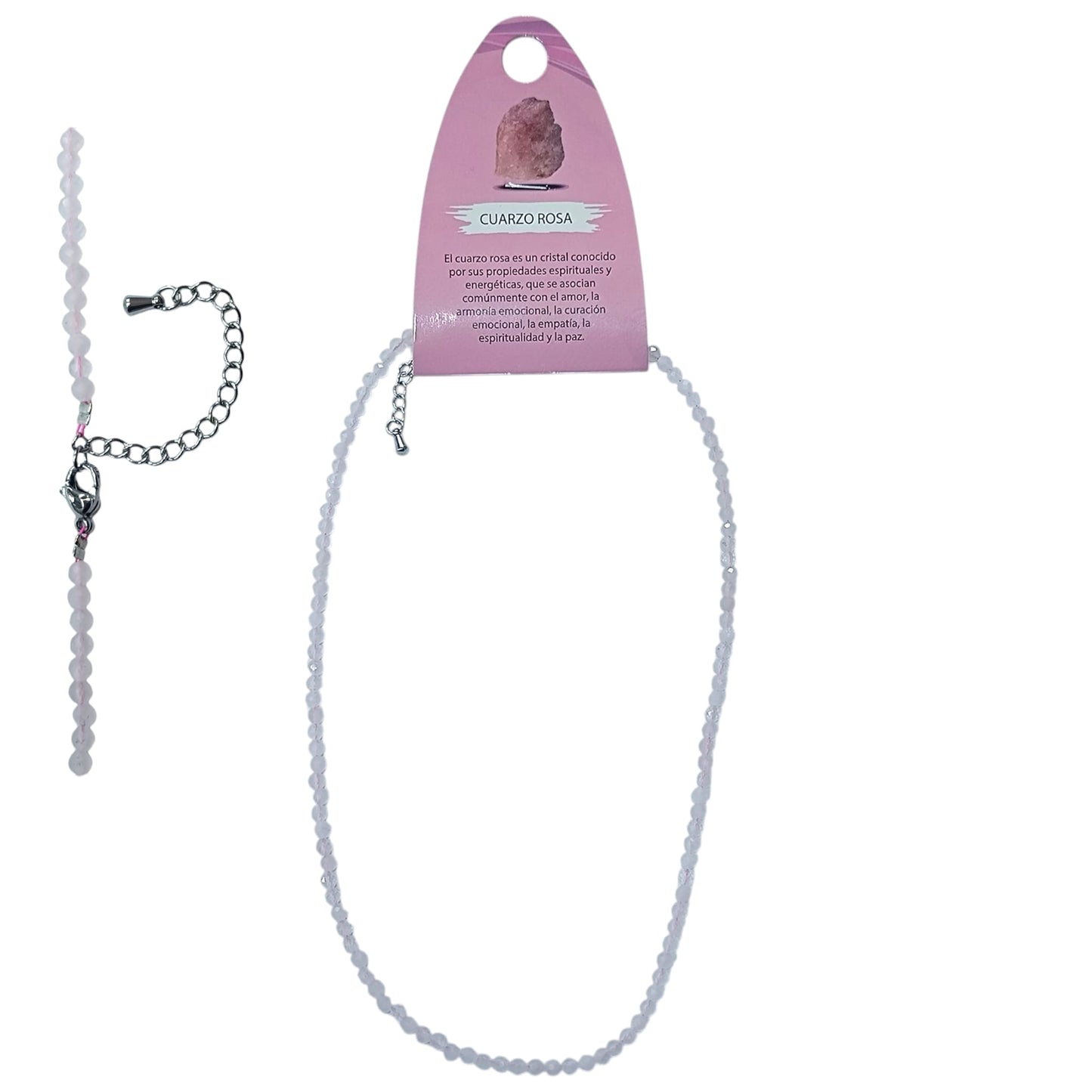 Collar Cuarzo Rosa 3 mm Facetada 40+5 Cms Cierre Acero Ref: 600603705