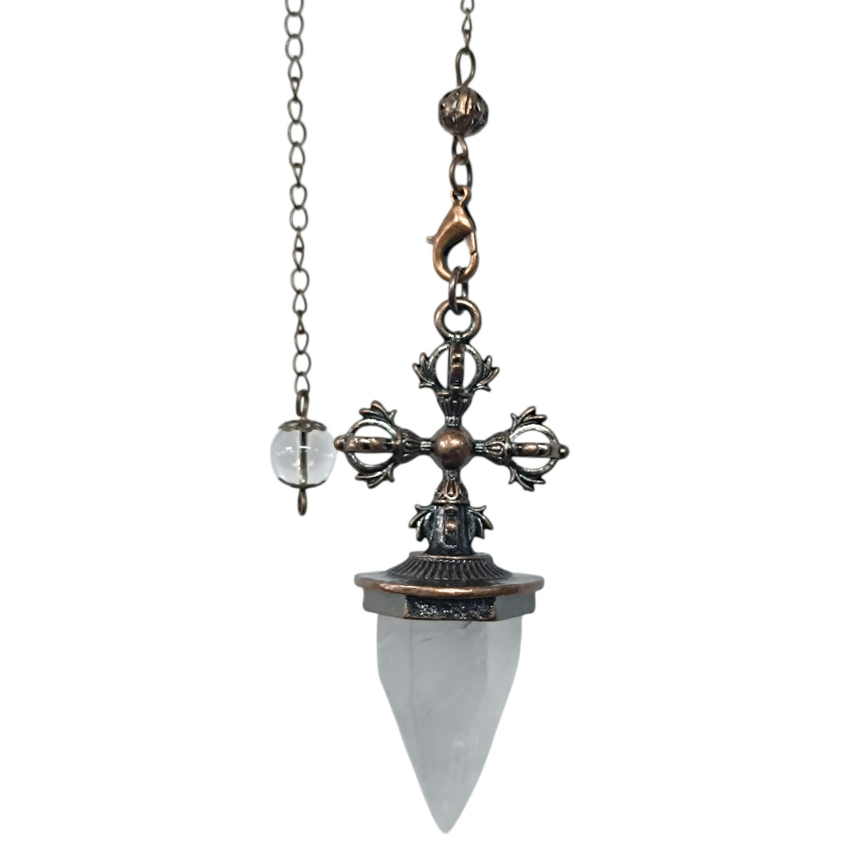 Pendulo Dorge Con Piedra Natural Cuarzo Blanco 6 Cms Aprox REF: 600104528