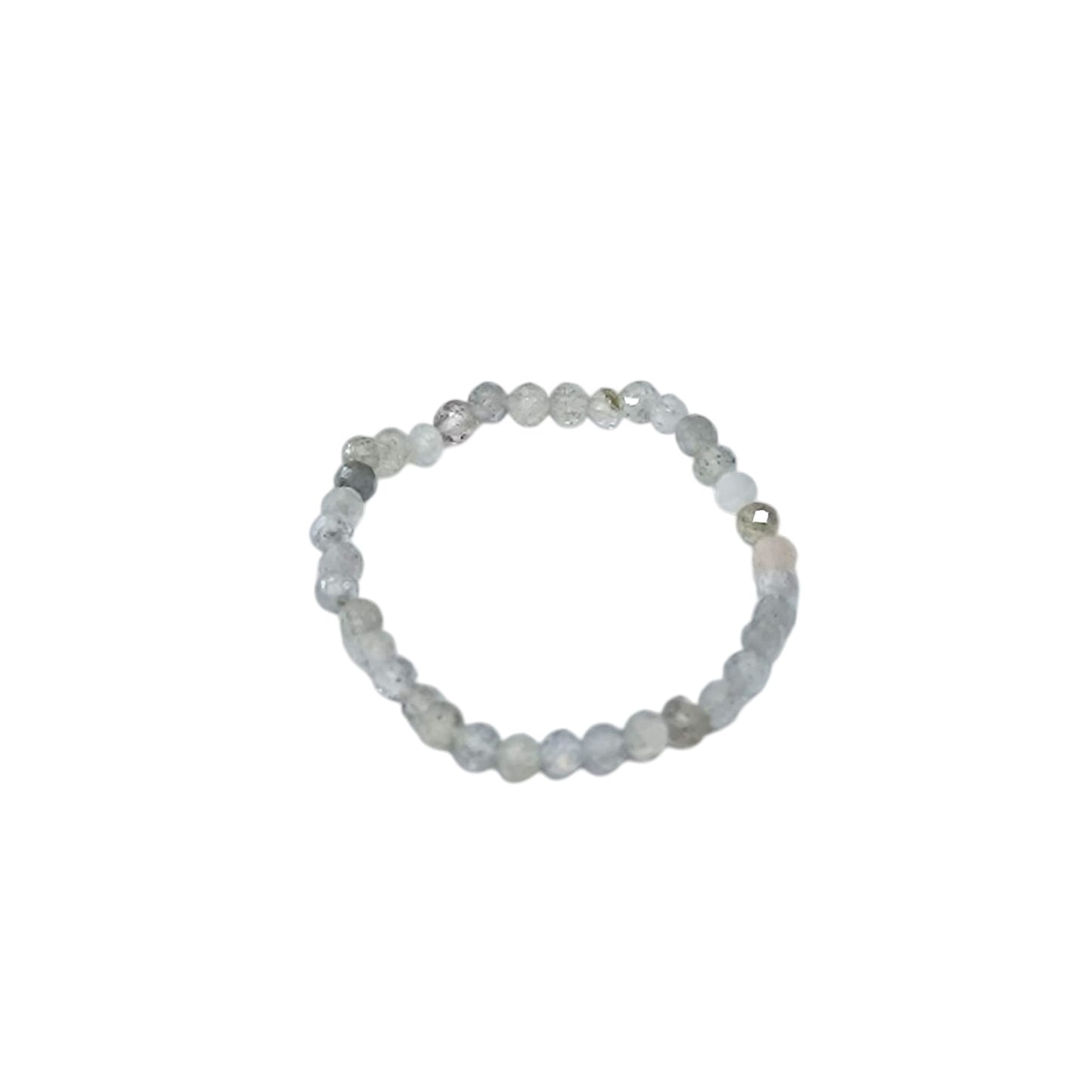 Paquete 3 Anillos Elastico Piedra Natural Labradorita 2 mm Facetado