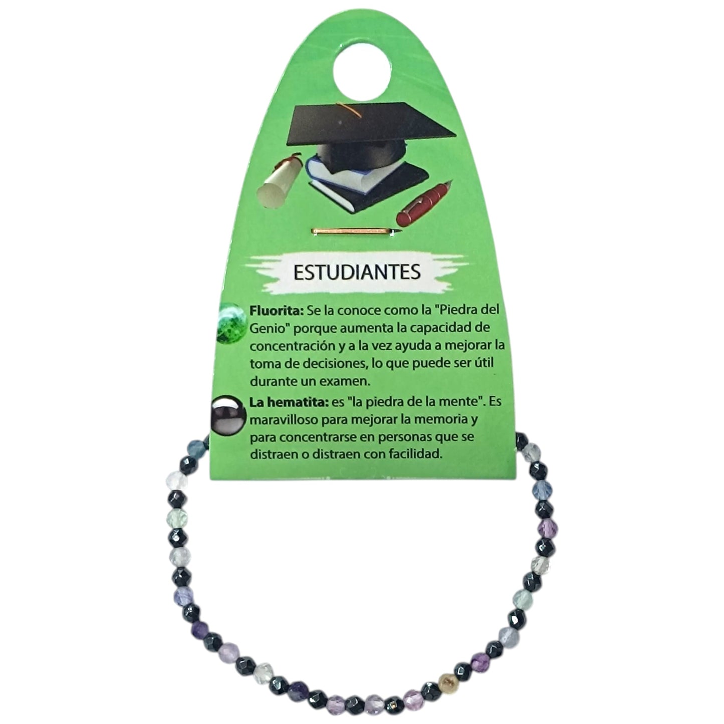 Pulsera Combinada Estudiante Fluorita Hematite 3 mm Facetada REF: 70226