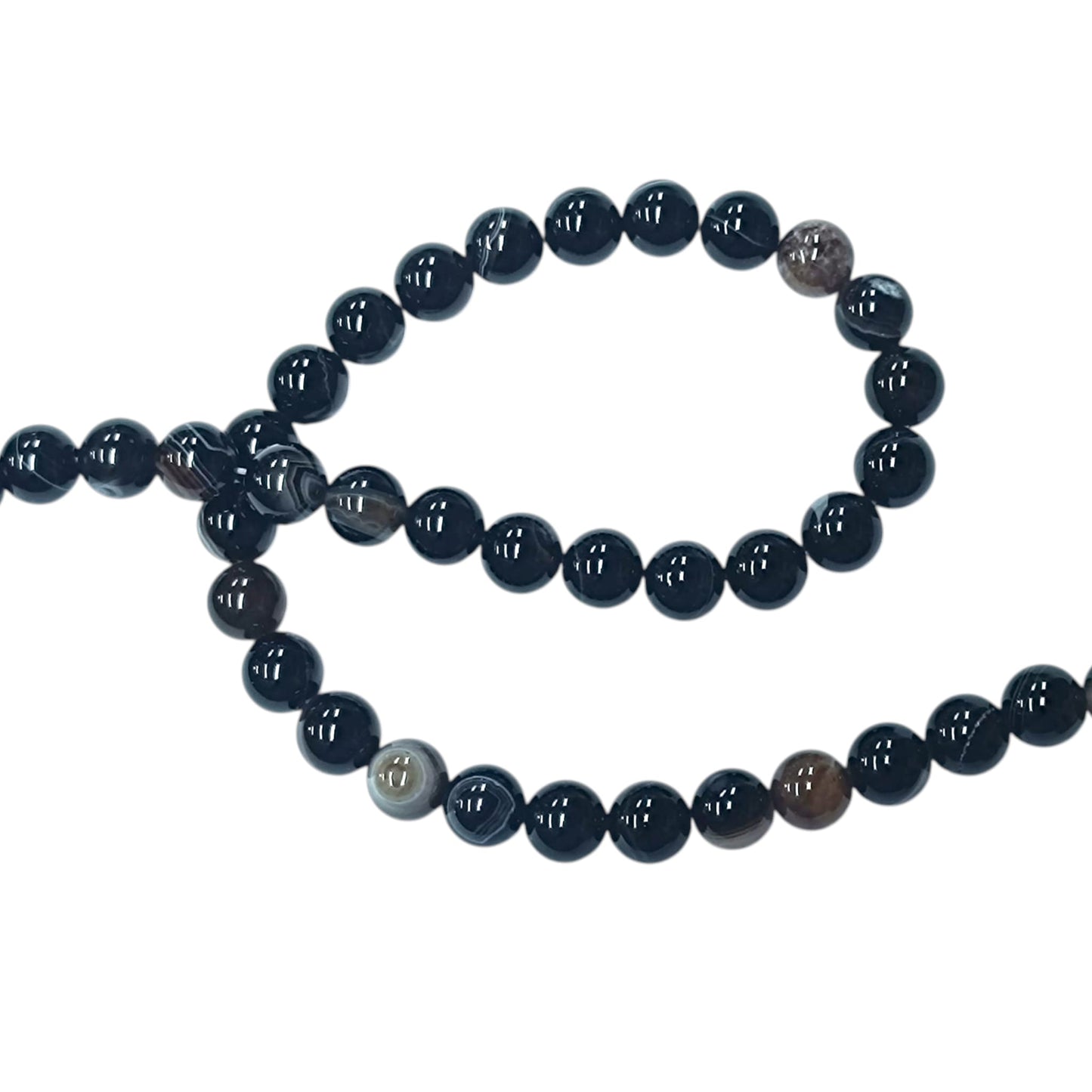 Tira Cuentas Piedra Agata Negra 8 mm REF: 44155-08