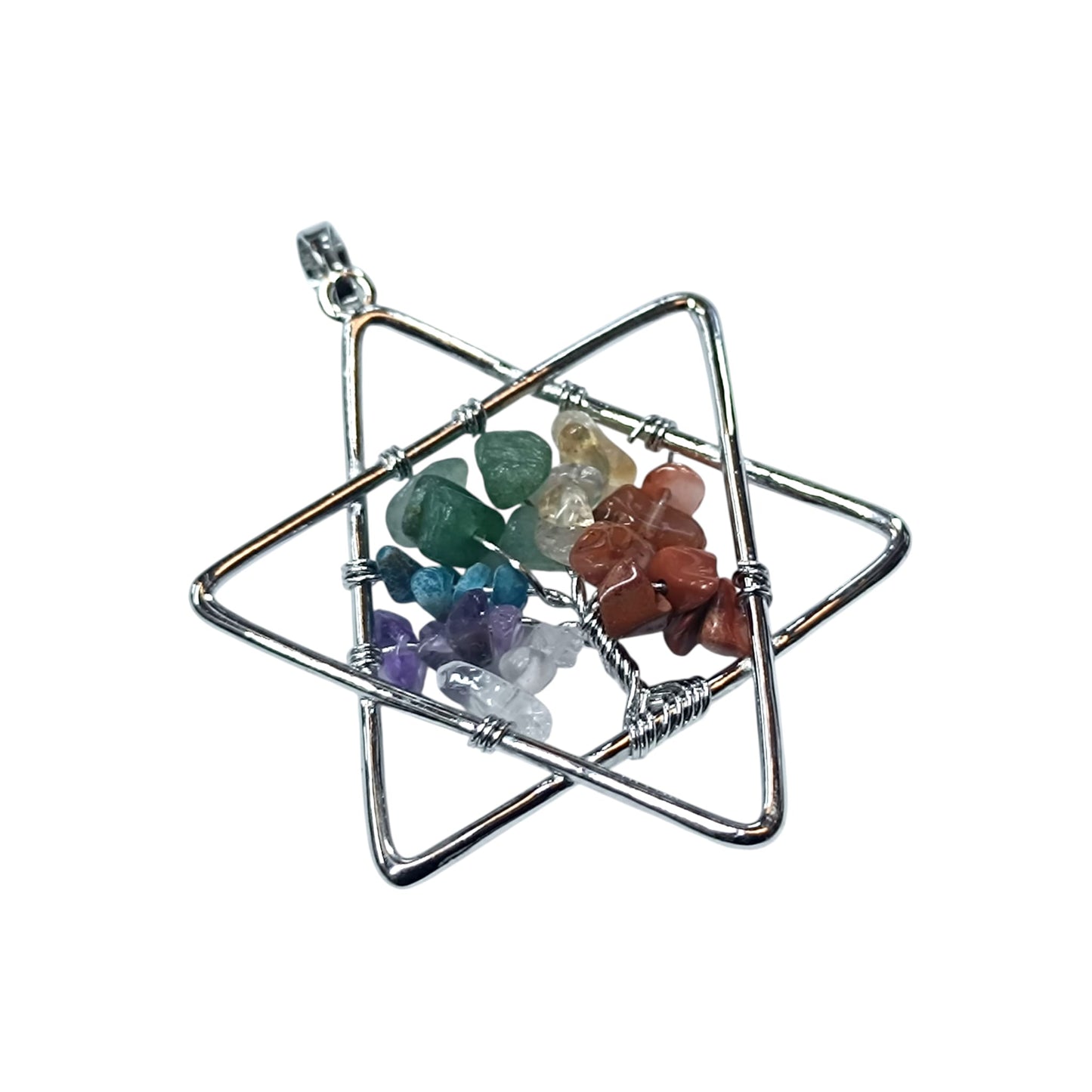Colgante Estrella En Metal Con Piedra Natural 7 Chakras 5 Cms Aprox 38503