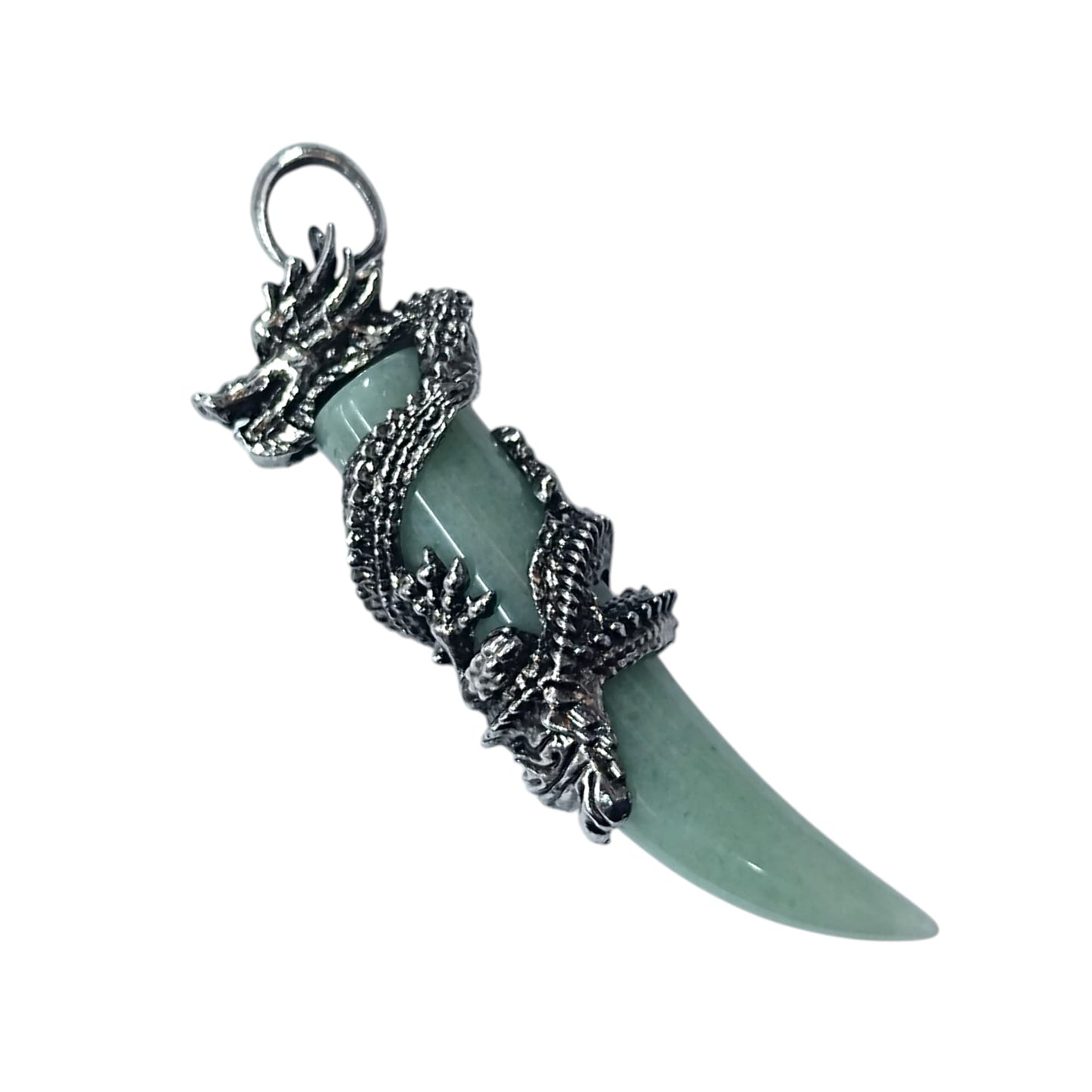 Colgante Colmillo Dragón En Metal Con Piedra Natural Aventurina 7 Cms Aprox 600102236-12