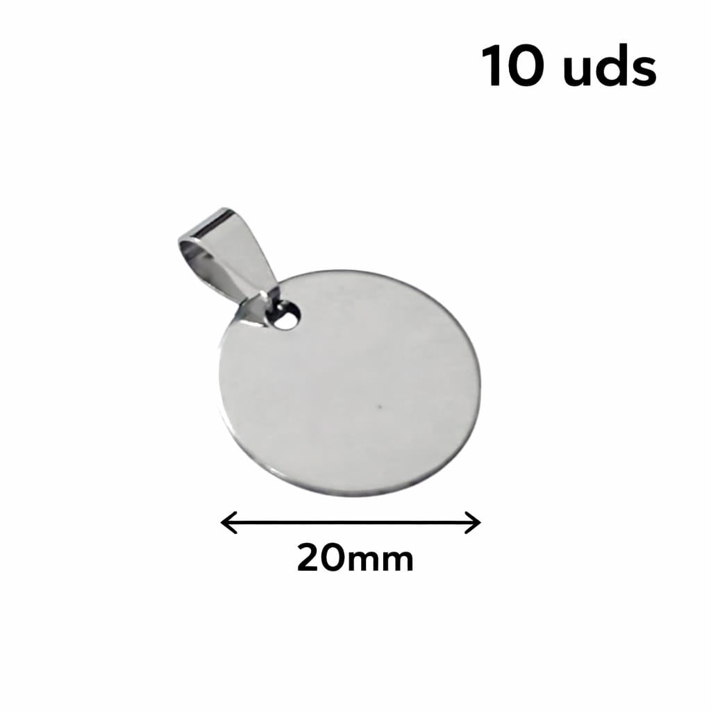 Paquete 10 Pcs Colgante Acero Para Grabar 20 mm Ref 60942-05