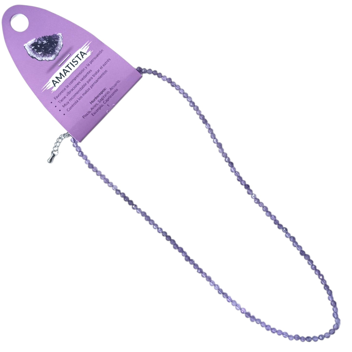 600604073 Collar Amatista 3 mm Facetada 40+5 Cms Cierre Acero - stonez