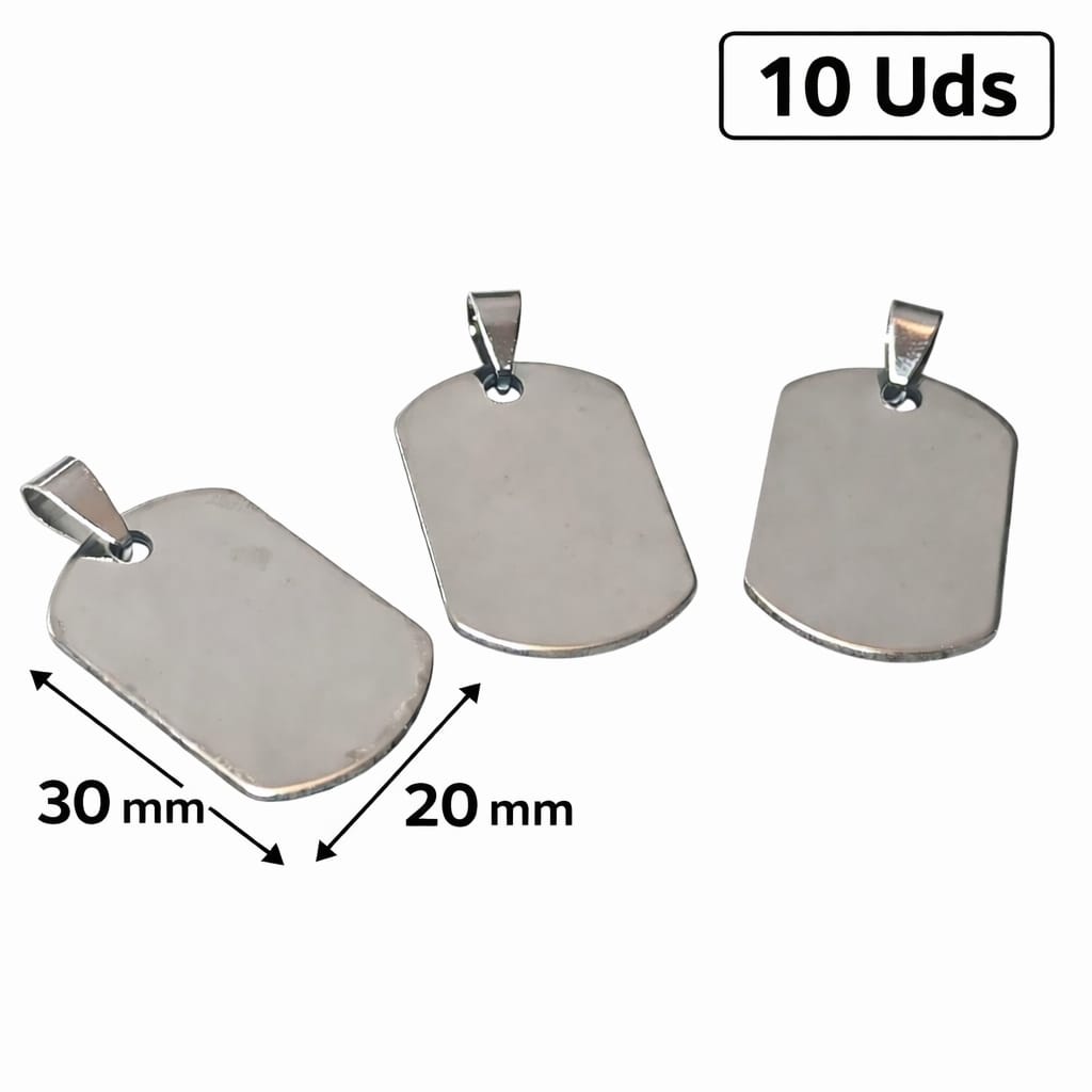 Paquete 10 Pcs Colgante Acero Para Grabar 20X30 mm Ref 60942-01