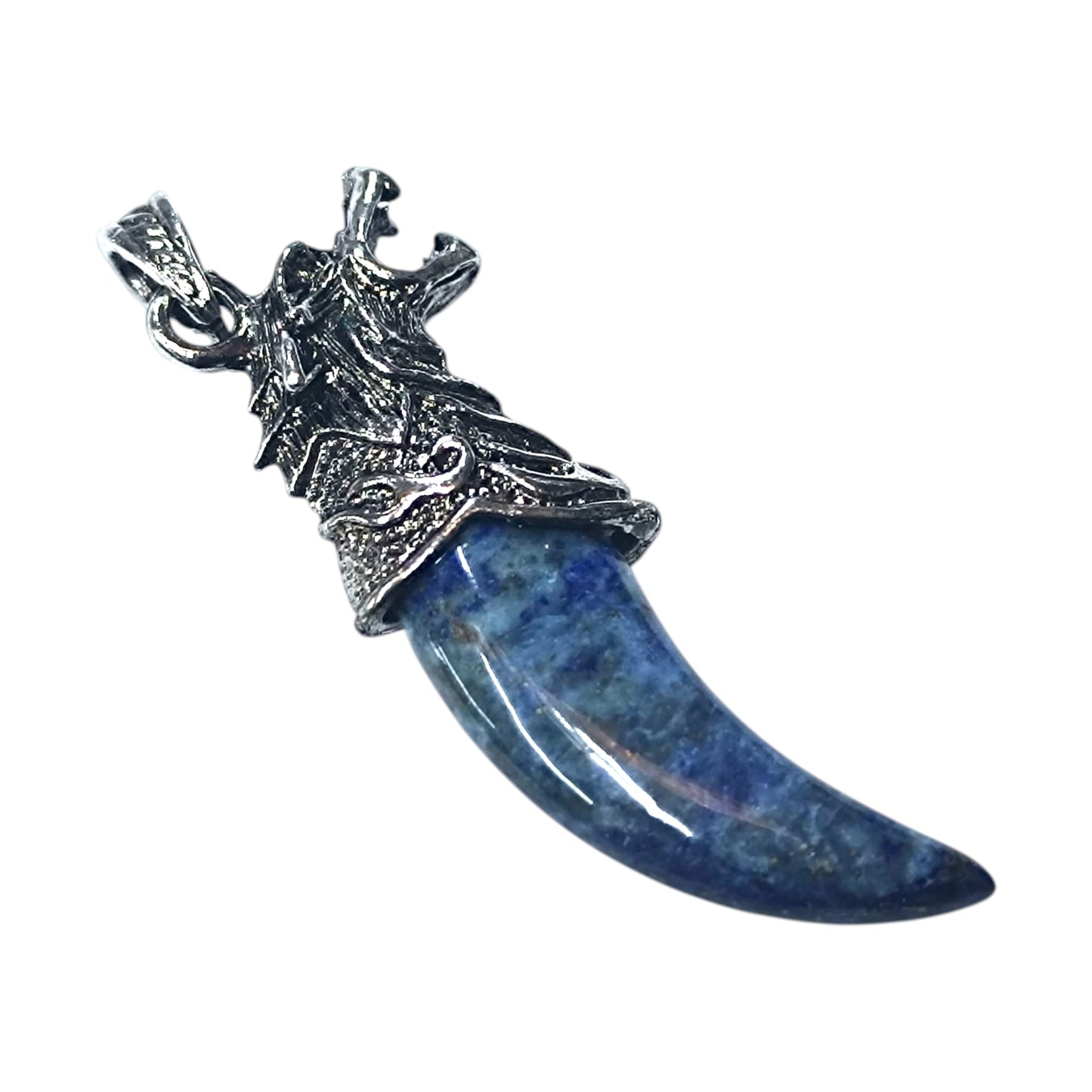 Colgante Colmillo Lobo En Metal Con Piedra Natural Lapislázuli 7 Cms Aprox 600102235-13