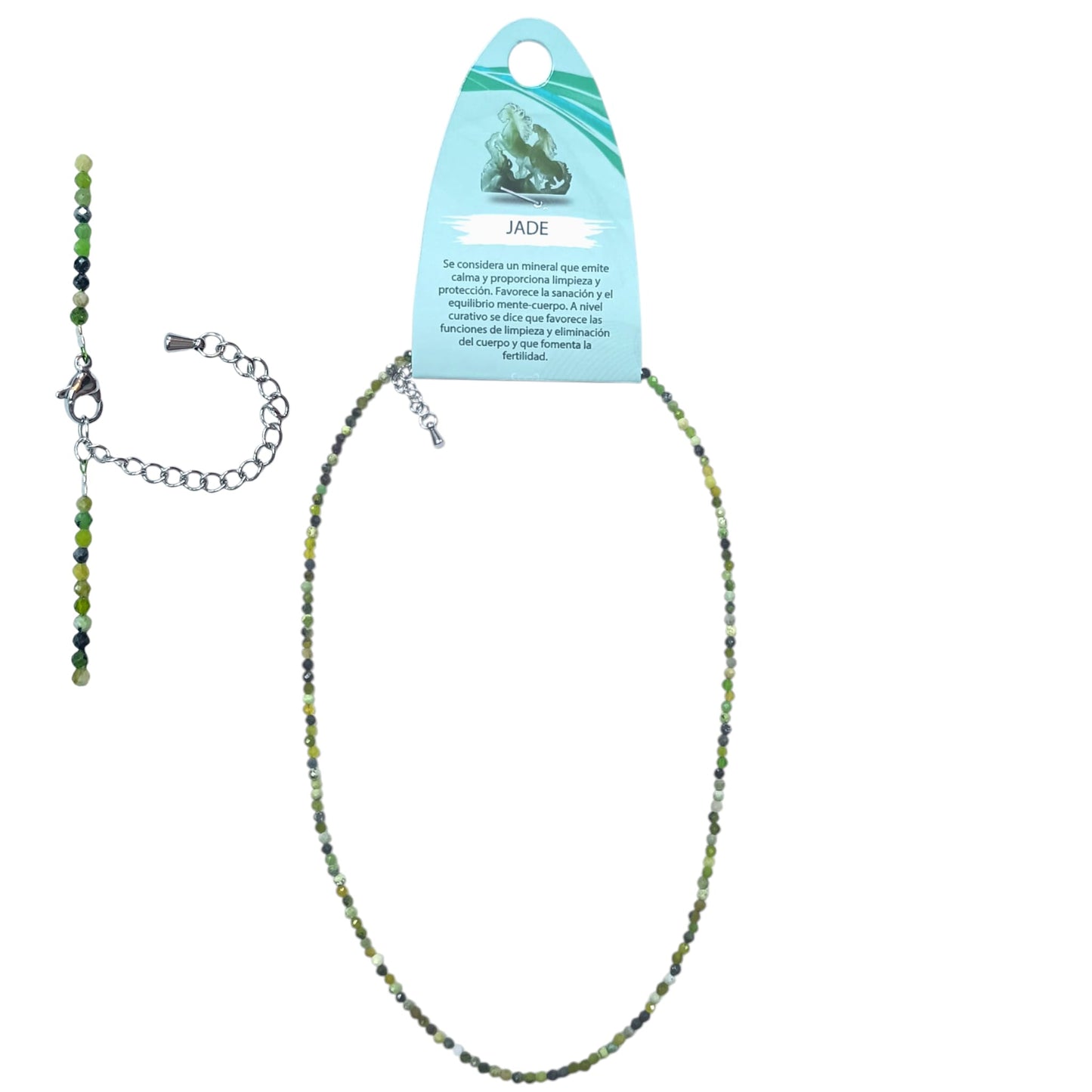Collar Jade Canada 2 mm Facetada 40+5 Cms Cierre Acero Ref: 600603676