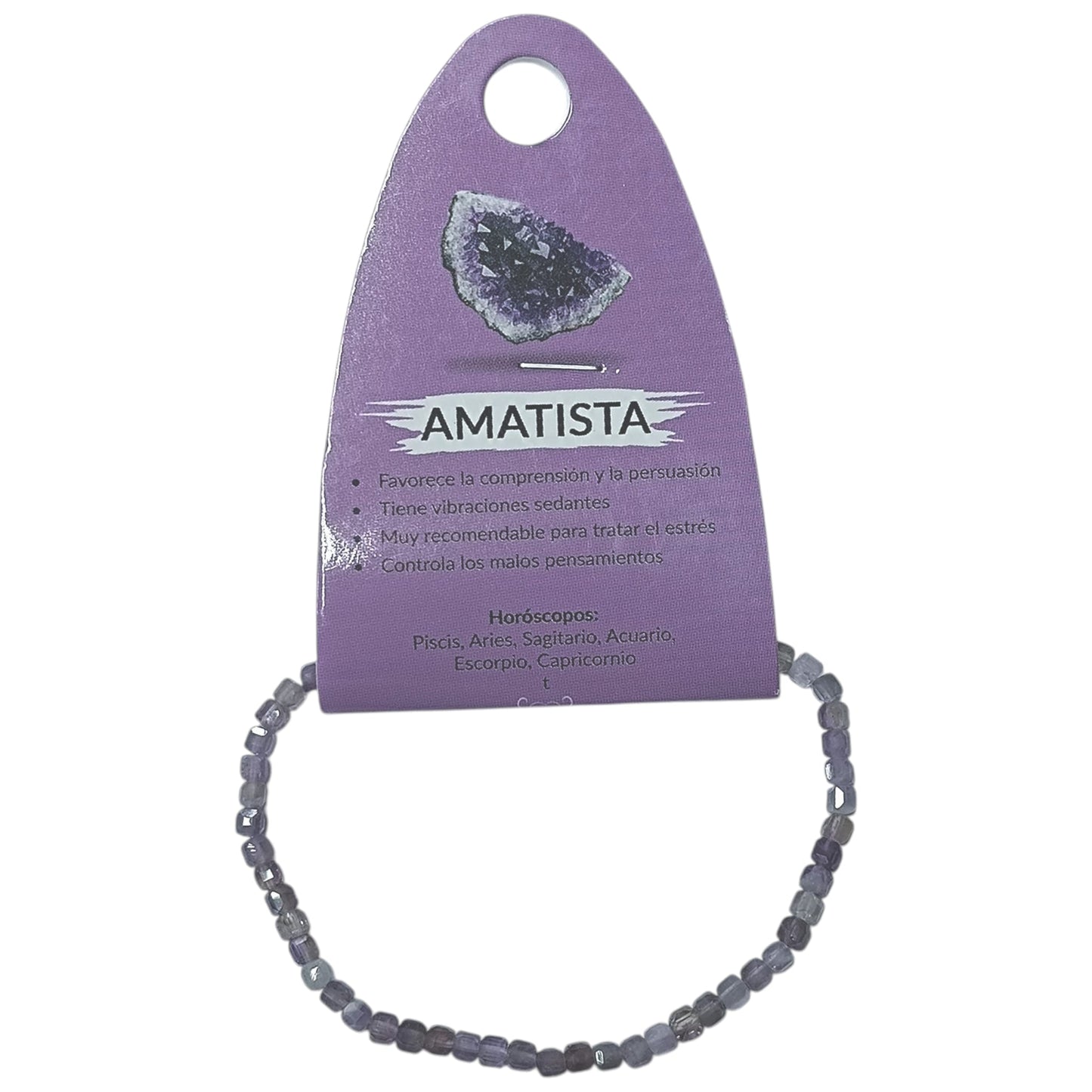 Pulsera Facetada Amatista Cubo 2x2 mm 600604030 - stonez