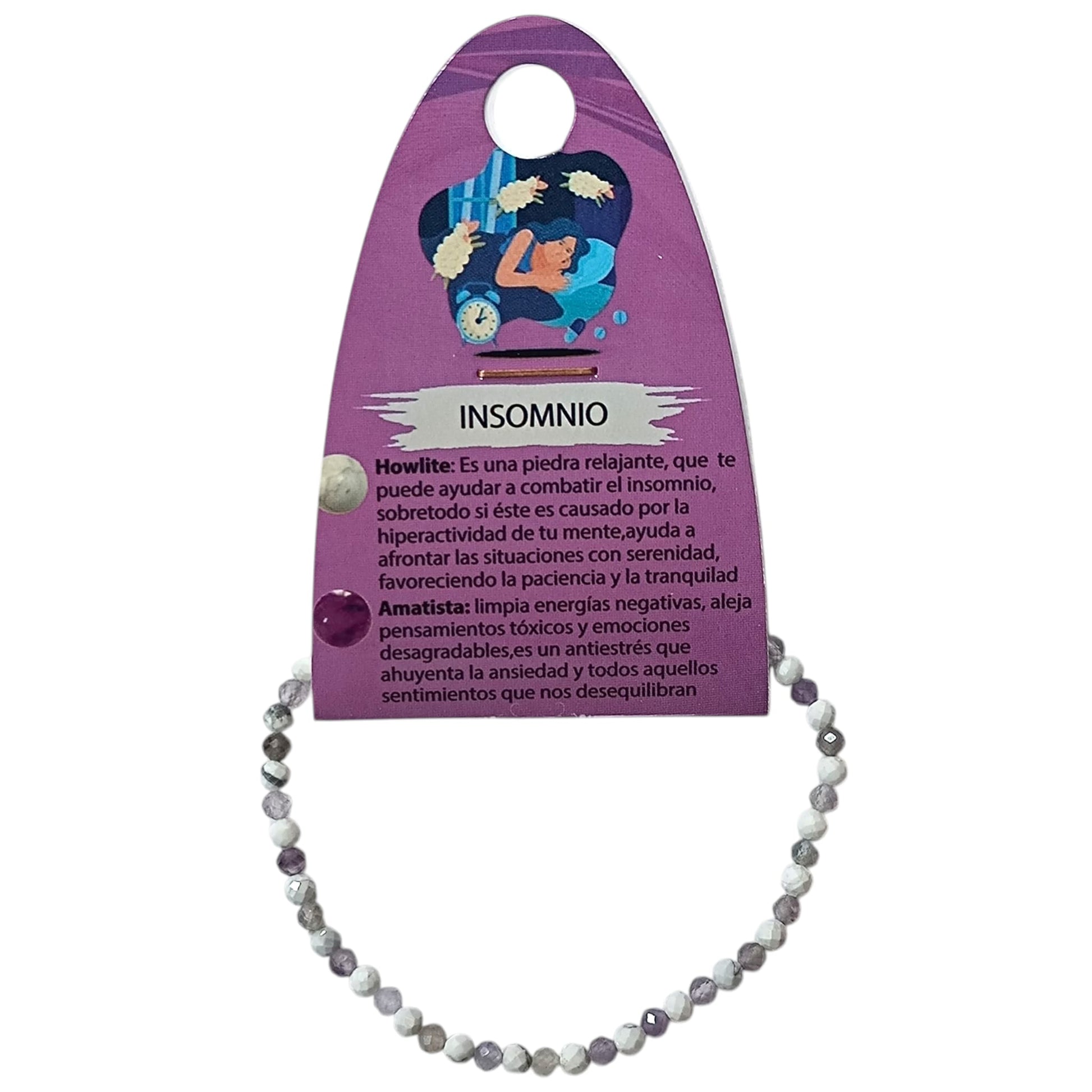 Pulsera Combinada Imsomnio Howlite Amatista 3 mm Facetada REF: 70220