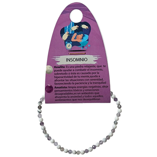 Pulsera Combinada Imsomnio Howlite Amatista 3 mm Facetada REF: 70220