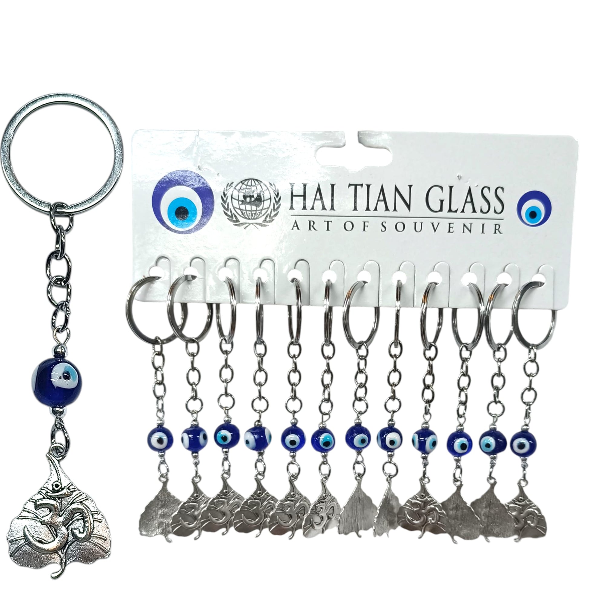 Paquete 12 Llaveros Metal Hoja Om Y Ojo Turco Ref:600102779-04