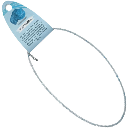 600603672 Collar Aguamarina 3 mm Facetada 40+5 Cms Cierre Acero