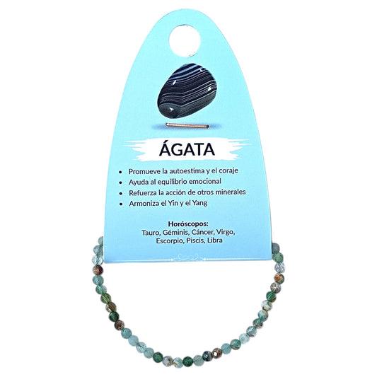 Pulsera Facetada Infantil Agata Verde 3 mm 16,5 Cms Aprox 600604275