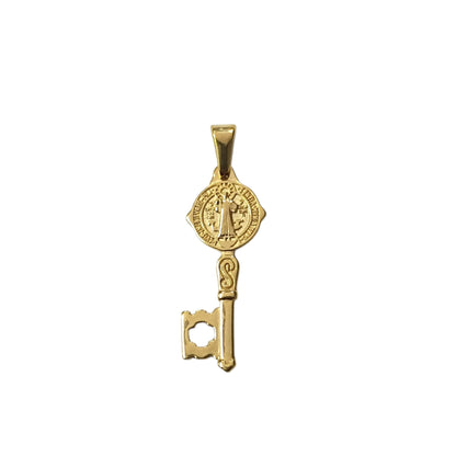 600103449-07 Colgante Acero Dorado Llave San Benito 30 mm