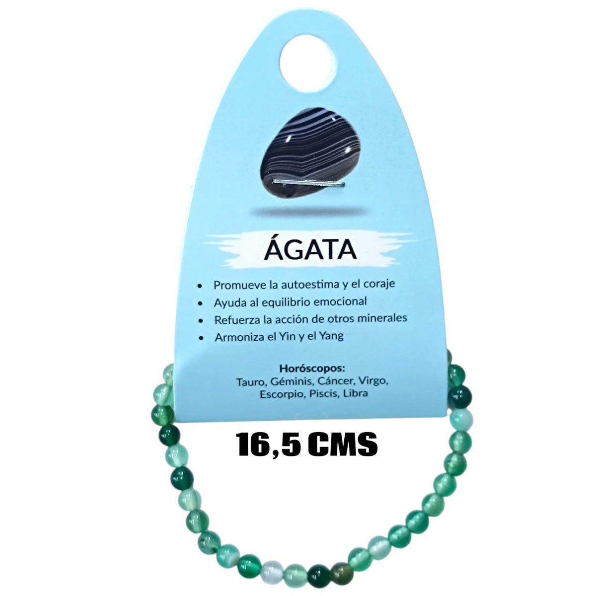 Pulsera Elastica Infantil 16,5 Cms Aprox Piedra Agata Verde 4 mm 600104508-90