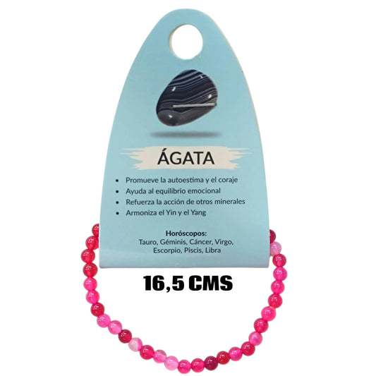 Pulsera Elastica Infantil 16,5 Cms Aprox Piedra Agata Fuscia 4 mm 600104508-29