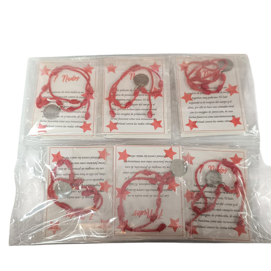 600104116-08 Paquete 12 Pulseras 7 Nudos Con Dije Tetragramaton En Acero